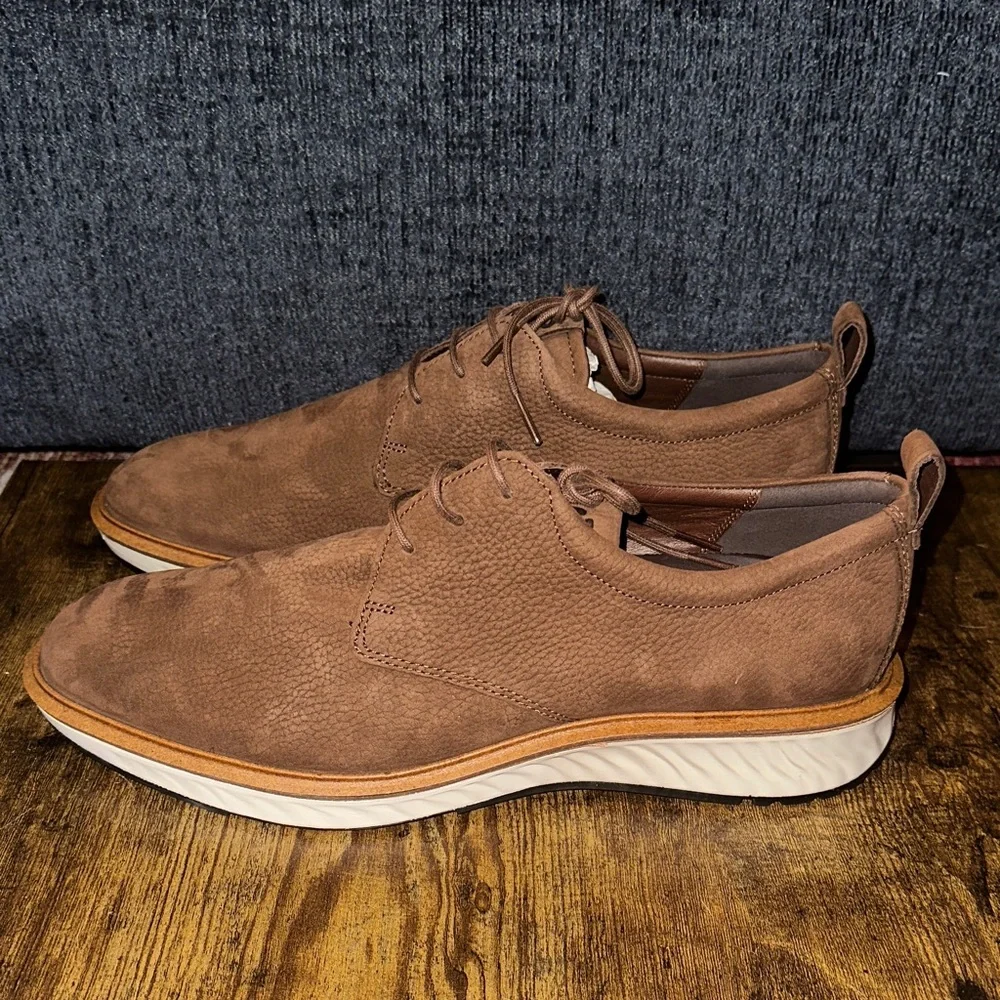NIB ECCO ST.1 Hybrid Plain Toe Derby Men's Size 10 US / 44 EU Brown Nubuck